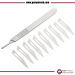 دسته و تیغ شماره 11 - 10 عدد تیغ جراحی شماره 11