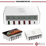 ابزار فست شارژ ۶ پورت همراه نمای ولتاژ + شارژ وایرلس + Type C