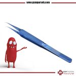 پنس فولادی BLUE سر کج - تیتانیوم